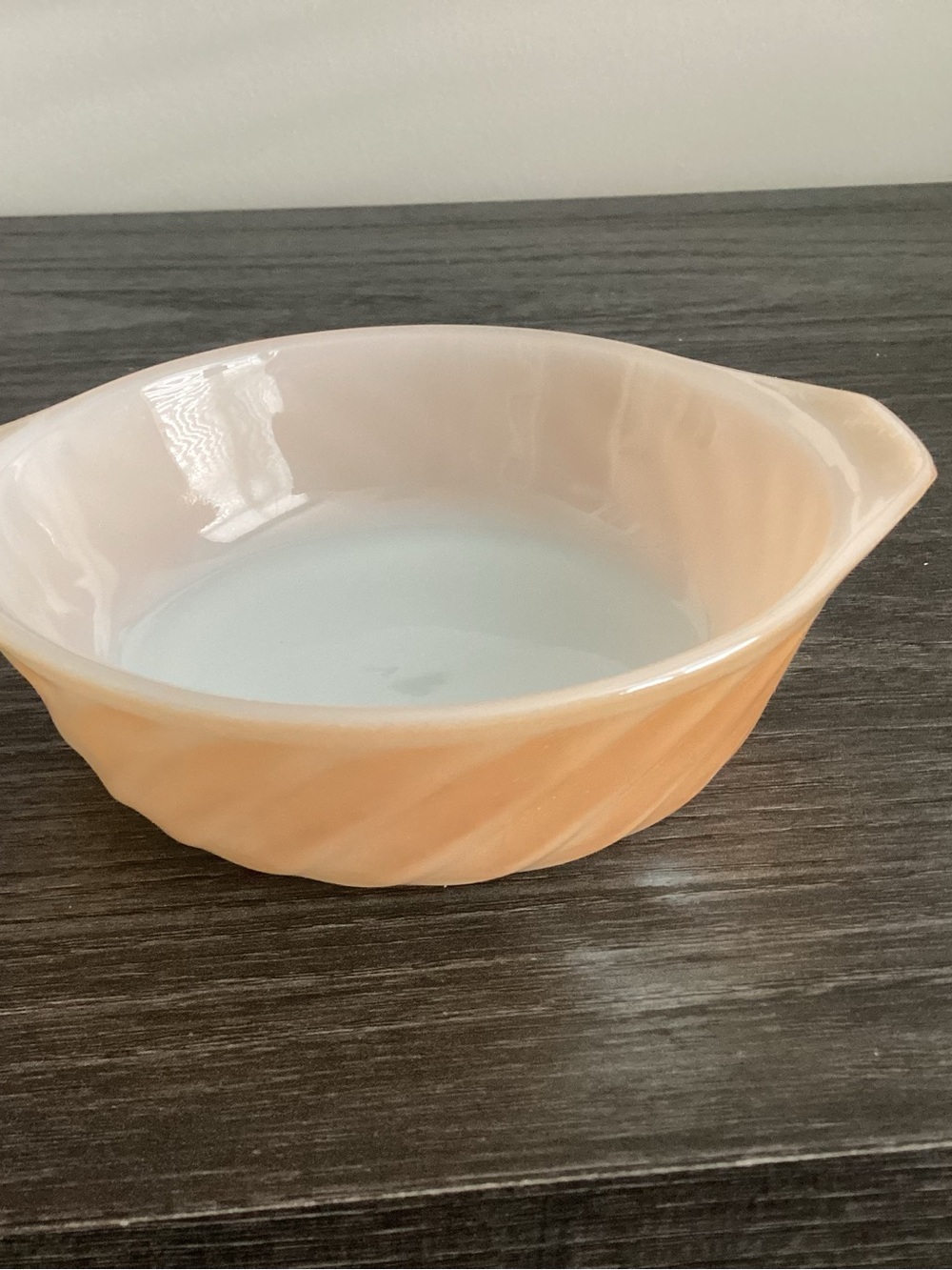 Vtg. Anchor Hocking Fire King “Peach Lustre” Swirl Pattern Bowl MCM 1950s-1960s